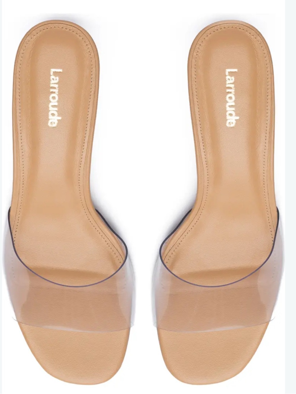 Vivi Lucite Larroudé Mule
Tan Slide Mules with Clear Strap Vivi Lucit